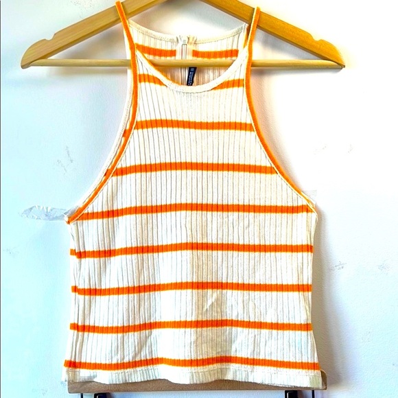 Striped Orange and White Tank Top - Picture 3 of 4